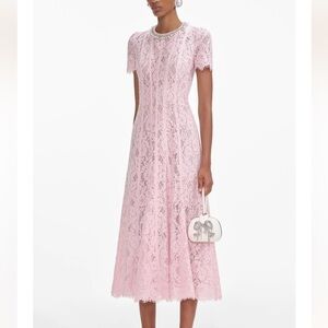 New Pink Lace Midi Dress